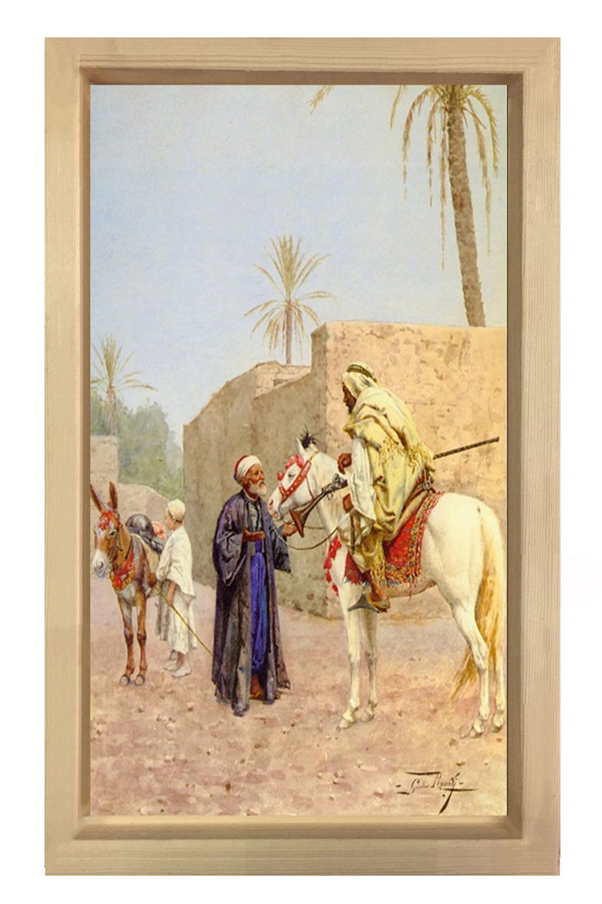Adam ve Asker Tablosu Naturel Ahşap Çerçeve - 70x100