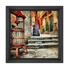 Taşlı Yol Tablosu Siyah Ahşap Çerçeve - 60x60