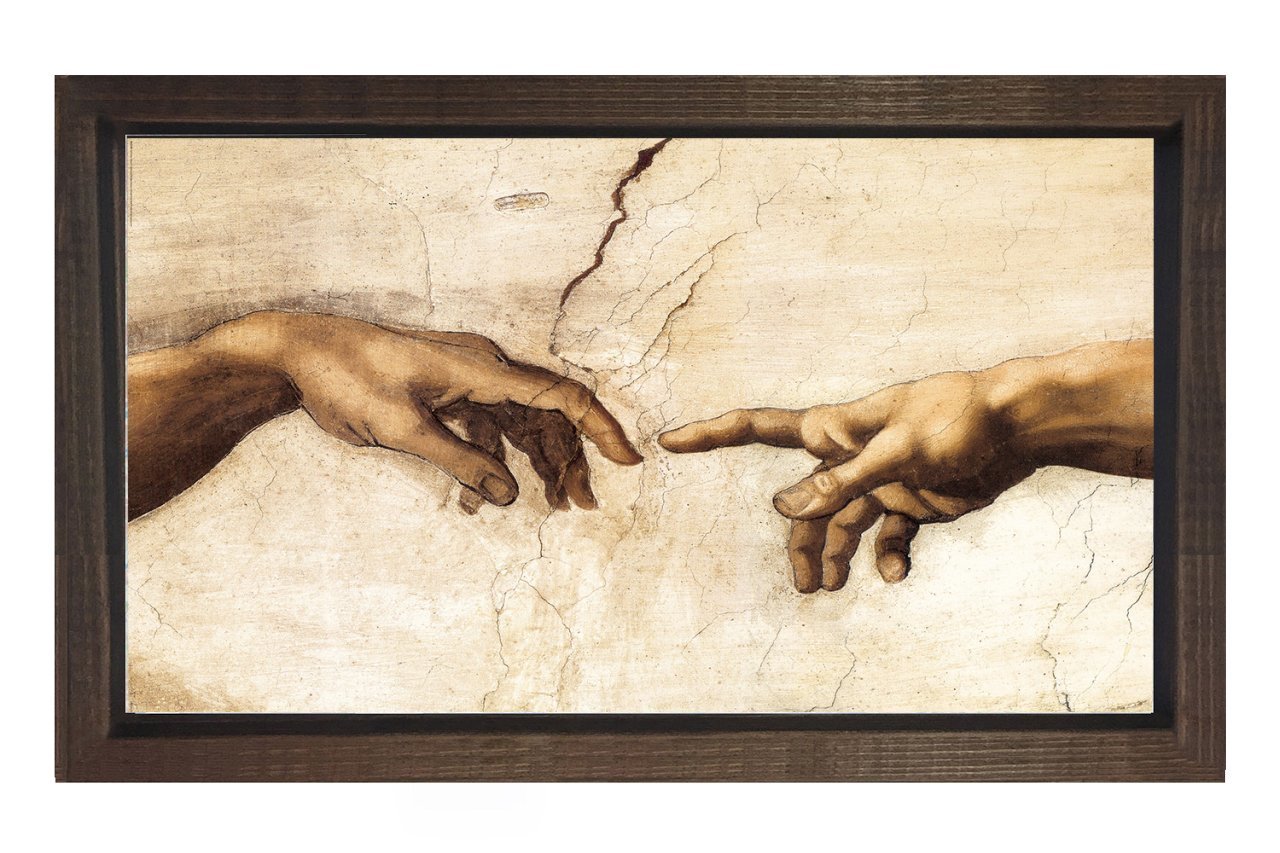 Michelangelo Eller Tablosu Tablosu Kahverengi Ahşap Çerçeve - 45x30