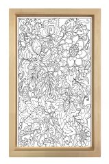 Çiçekli Desen Boyama Tablo Tablosu Naturel Ahşap Çerçeve - 100x150