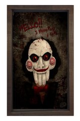 Testere Film Afişi Tablosu Kahverengi Ahşap Çerçeve - 50x70