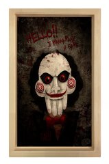 Testere Film Afişi Tablosu Naturel Ahşap Çerçeve - 40x60