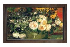 Reprodüksiyon Vazo Tablosu Kahverengi Ahşap - 50x90