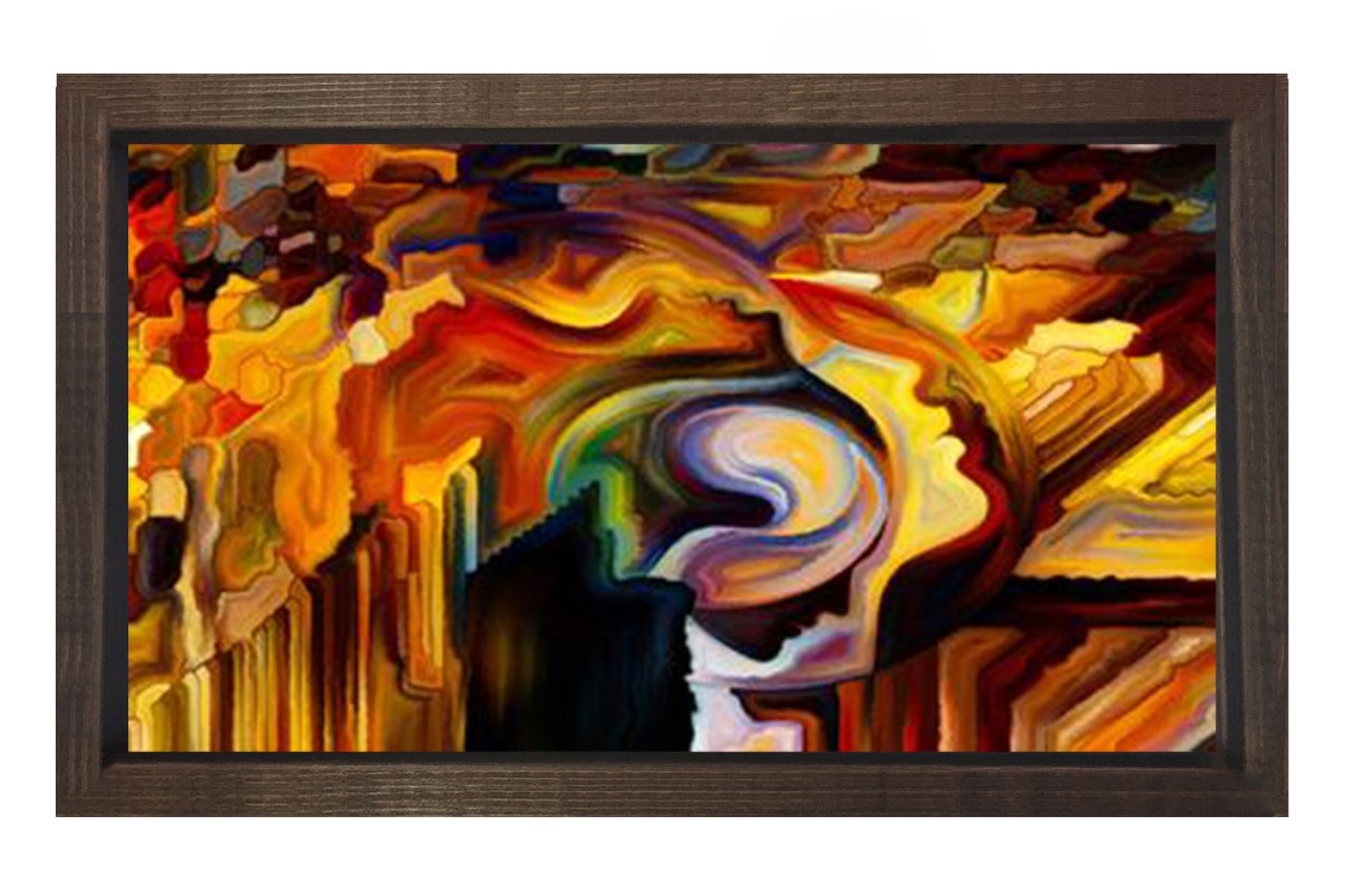 Soyut Reprodüksiyon Tablosu Kahverengi Ahşap - 40x60