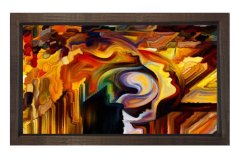 Soyut Reprodüksiyon Tablosu Kahverengi Ahşap - 40x60