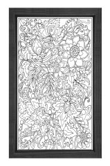 Çiçekli Desen Boyama Tablo Tablosu Siyah Ahşap Çerçeve - 40x60