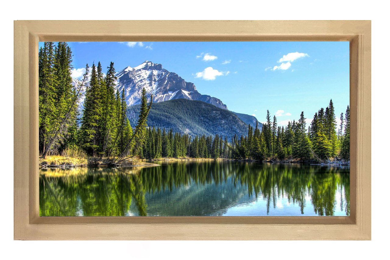 Göl ve Dağ Manzarası Tablosu Naturel Ahşap - 100x200