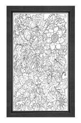 Çiçekli Desen Boyama Tablo Tablosu Siyah Ahşap Çerçeve - 50x70