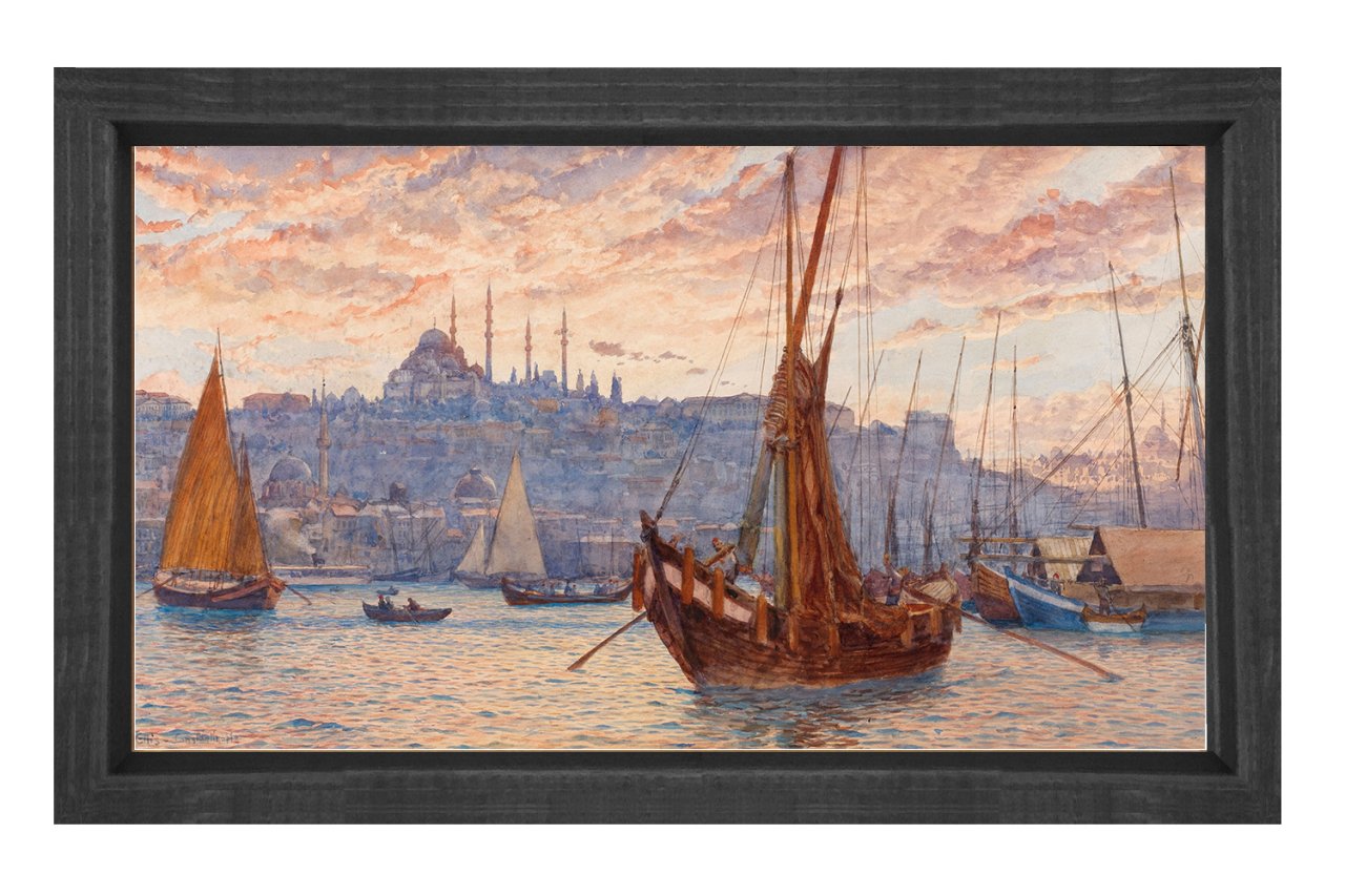 İstanbul Tablosu Siyah Ahşap Çerçeve - 70x100