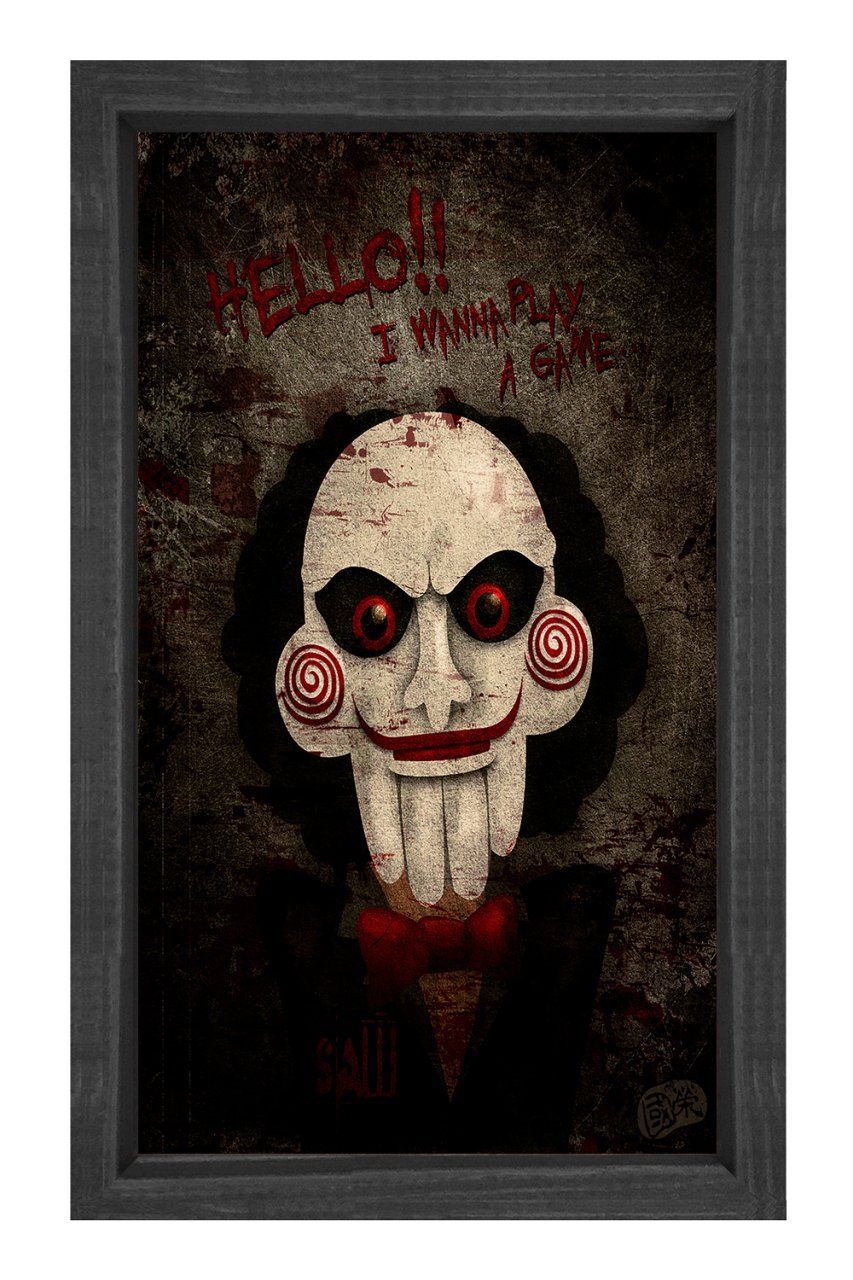 Testere Film Afişi Tablosu Siyah Ahşap Çerçeve - 45x30