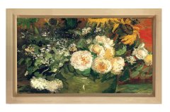 Reprodüksiyon Vazo Tablosu Naturel Ahşap - 50x70