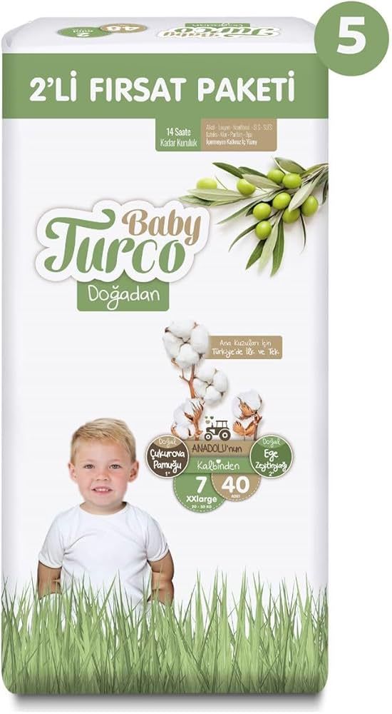 Baby Turco Doğadan Fırsat Paketi Bebek Bezi 7 Numara Xlarge 40 Adet