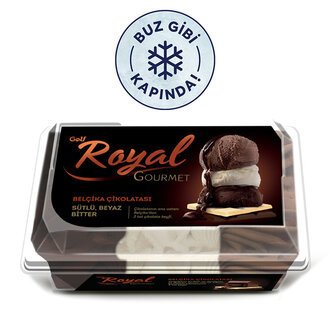 Golf Royal Gourmet Belçika Çikolatası Sütlü, Beyaz, Bitter Dondurma 850ml