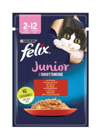 Purına Felix Yavru Kediler için Sığır Etli Jole İçinde Kedi Maması 2-12 Ay 85 Gr