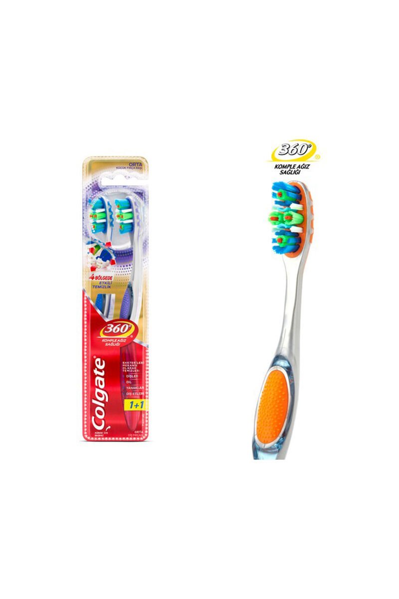 Colgate 360 Komple Ağız Sağlığı Orta Diş Fırçası 1+1