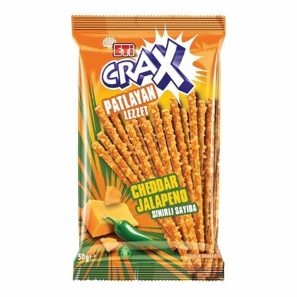 Eti Crax Patlayan Lezzet Cheddar Jalapeno Çubuk Kraker 50gr