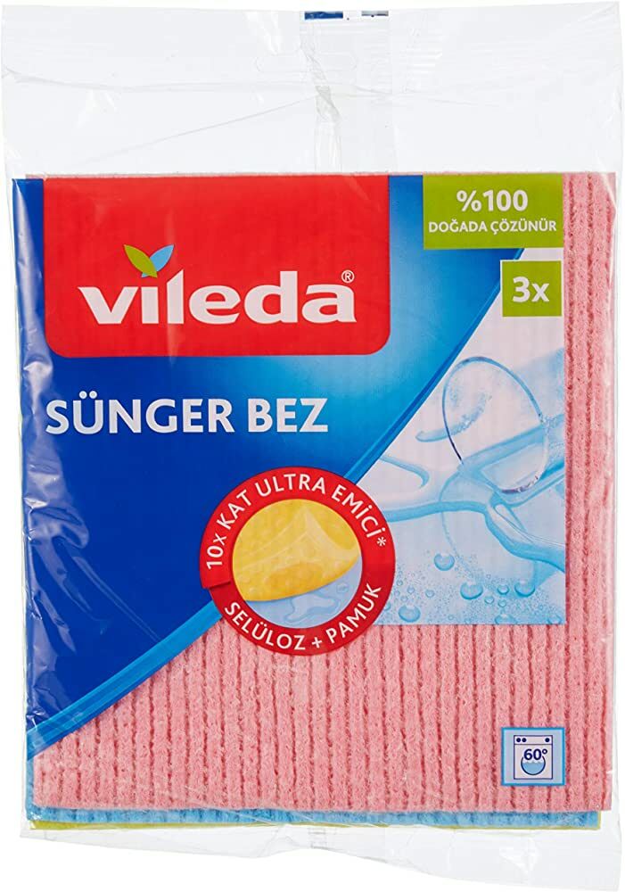 Vileda Sünger Bez, Çok Emici, Çok amaçlı, 3'lü Paket