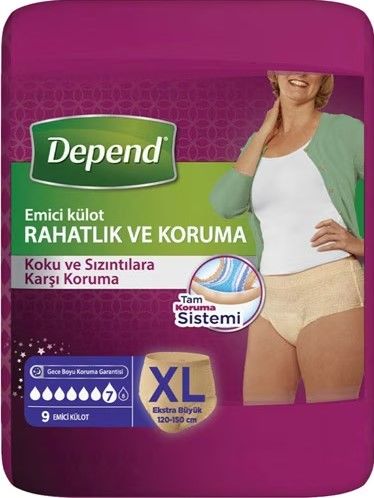 Depend Külotlu Hasta Bezi Ekstra Büyük Boy 9lu