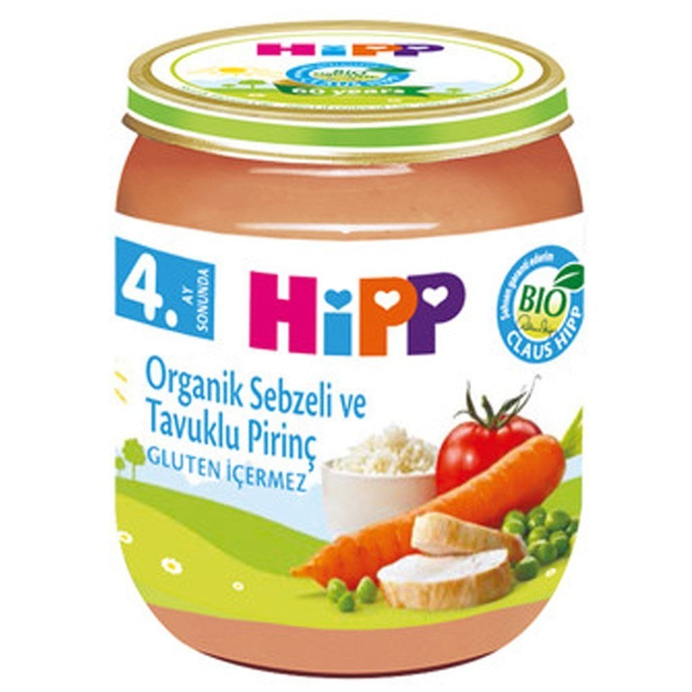 Hipp Organik Sebzeli ve Tavuklu Pirinç 125gr cam