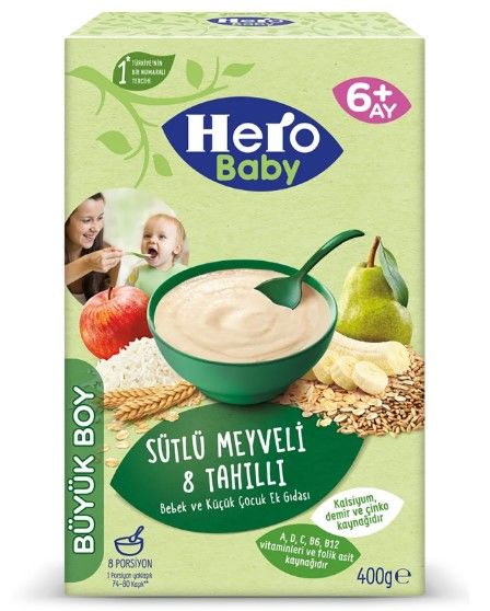 Hero Baby Sütlü Meyveli 8 Tahıllı 400gr