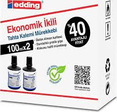 Edding Tahta Kalemi Mürekkebi Siyah Ekonomik İkili 100ml x 2