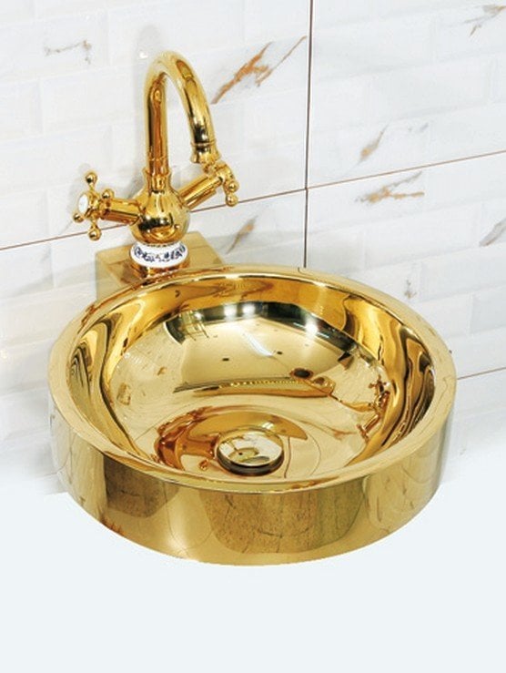 Tezgah Üstü Konik Taban Lavabo (40*15cm) Altın(Pirinçve 304 paslanmaz)