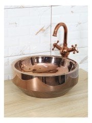 Tezgah Üstü Konik Taban Lavabo (40*15cm) Rose (Pirinçve 304 paslanmaz)