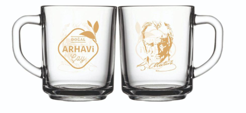 Atatürk Silüetli Kuplu Arhavi Çay Bardağı