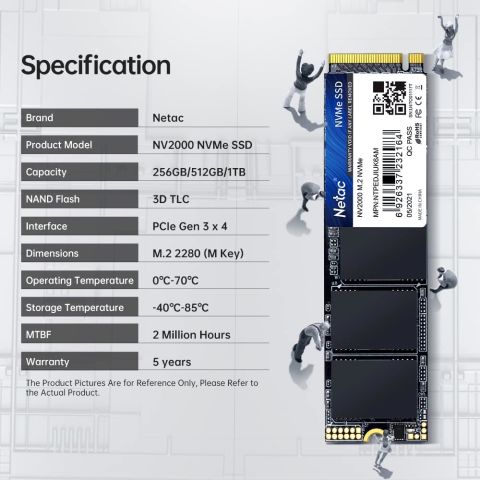 Netac NV2000 NT01NV2000-512-E4X PCI-Express 3.0 512 GB M.2 SSD