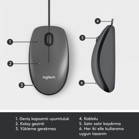 Logitech M100 Mouse Usb Siyah