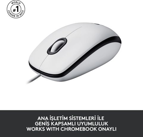 Logitech M100 Mouse Usb Beyaz