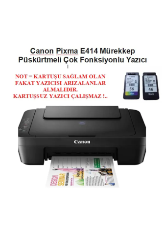 Canon Pixma E414 Tarayıcı + Fotokopi Renkli Çok Fonksiyonlu Mürekkep Püskürtmeli Yazıcı