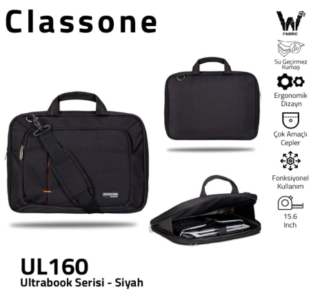 Classone Ultracase UL160 15.6'' Siyah Notebook Çantası