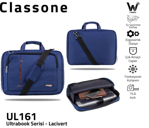 Classone Ultrabook Large UL161 Lacivert 15.6'' Laptop Çantası