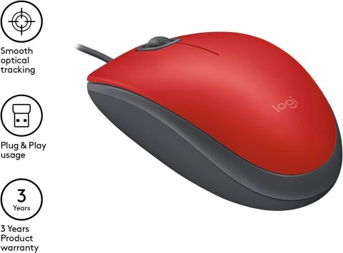 Logitech M110 Silent Mouse Usb Red