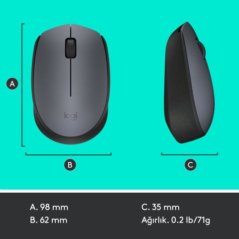 Logitech M170 Kablosuz Mouse 910-004642 GümüşSiyah