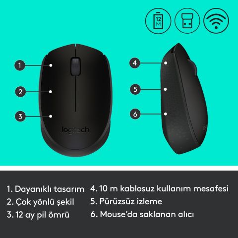 Logitech M171 Kablosuz Mouse Siyah 910-004424