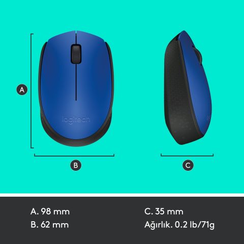 Logitech M171 Kablosuz Mouse Mavi 910-004640