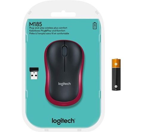 Logitech M185 Kablosuz Mouse Kırmızı 910-002237