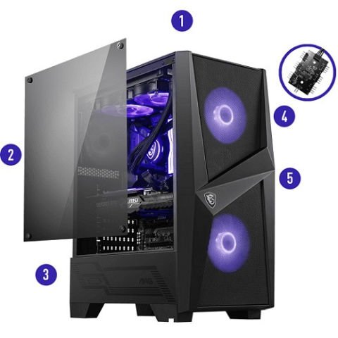 MSI MAG FORGE 100M RGB Led Fanlı ATX Oyuncu Kasası
