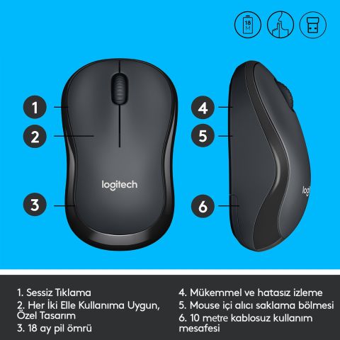 Logitech M220 Kablosuz Silent MouseSiyah910-004878