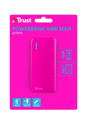 TRUST PRIMO TAŞINABİLİR ŞARJ POWERBANK 4400 MAH PEMBE