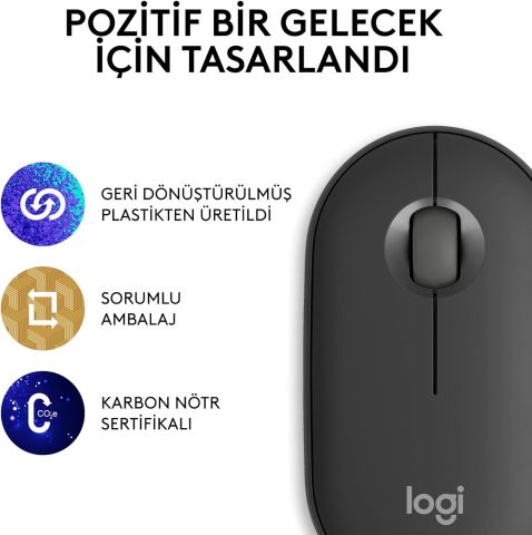 Logitech Pebble M350 Sessiz Optik Kablosuz Mouse