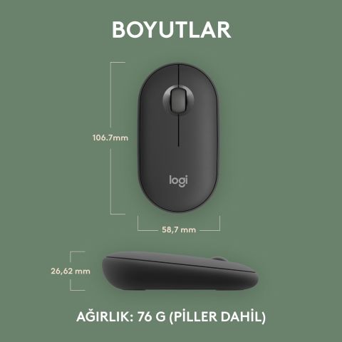 Logitech Pebble M350 Sessiz Optik Kablosuz Mouse