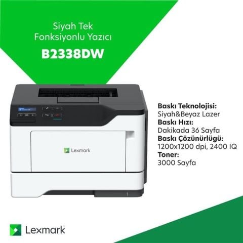 Lexmark B2338DW Mono Wi-Fi Laser Yazıcı A4