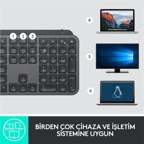 Logitech MX Keys 920-010087 Bluetooth ve Wireless Kablosuz Klavye