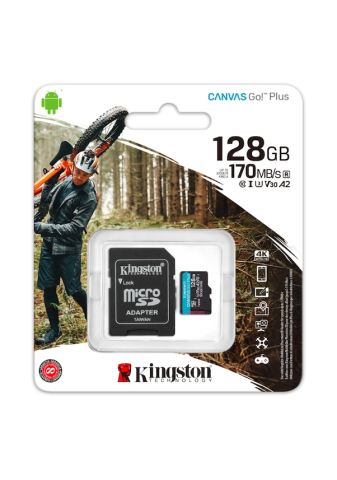 Kingston Canvas Go Plus SDCG3/128GB Class10 UHS-I U3 A2 V30 128 GB Micro SD Kart