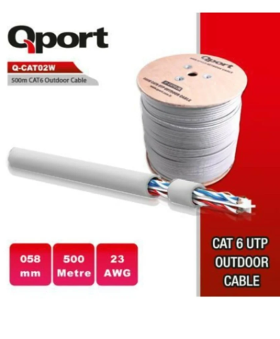 Qport Q-CATO2W CAT6 UTP Beyaz 500 m Network Kablosu