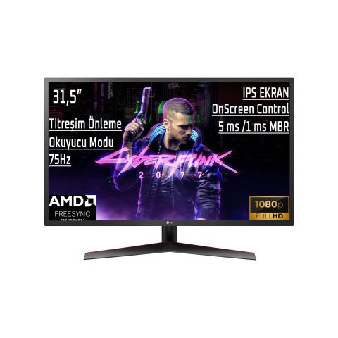 31.5 Lg 32Mp60GB Ips 1Ms 75Mhz Vga Hdmı Dp Fhd 1920X1080 Freesync Vesa Sıyah Gamıng