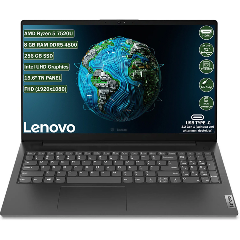 Lenovo V15 G4 AMN 82YU00Q6TX Ryzen 5 7520U 8 GB 256 GB SSD Radeon 610M 15.6'' Full HD Notebook